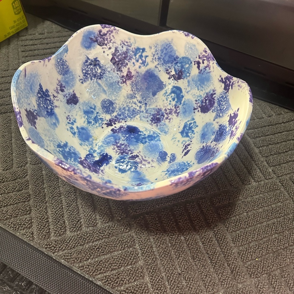 Handcrafted Blue & Purple Ceramic Decorative Bowl